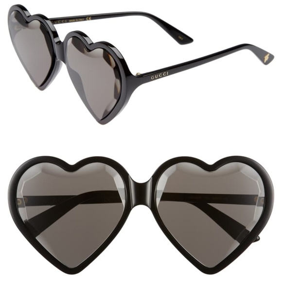 Gucci heart sunglasses black hotsell